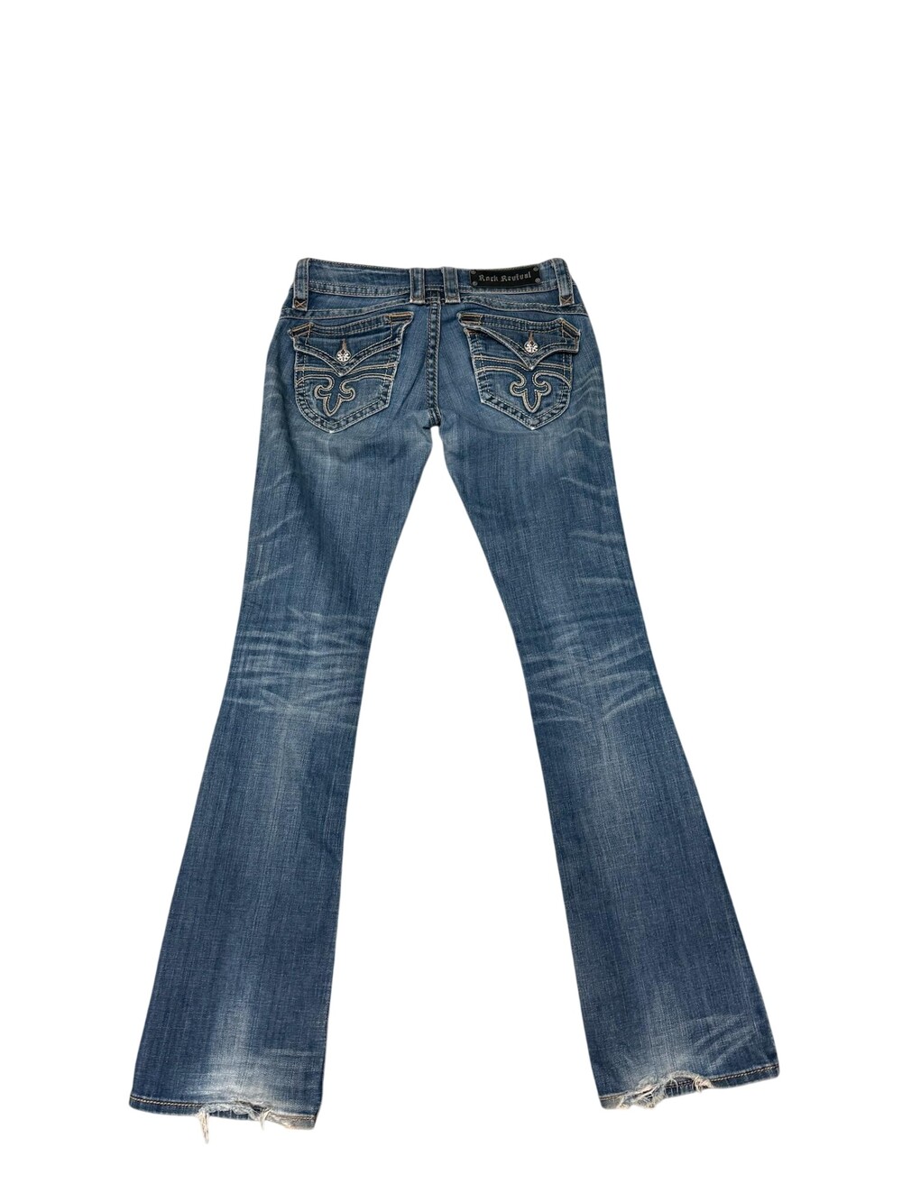 Rock Revival Patti Bootcut Jeans Womens 26 Blue Distressed Embroidered Denim